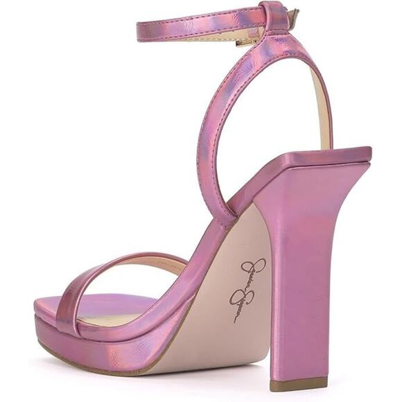 JESSICA SIMPSON Women's Ankle Strap Square Toe Heeled Sandal, Pink Size 9M - Picture 3 of 5
